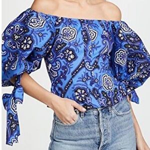 Caroline Constas Nella off- the-shoulder Floral Puff Sleeve Top